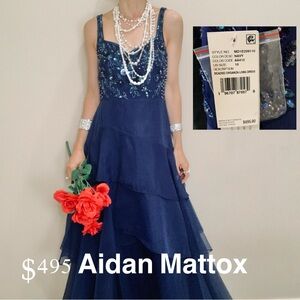 Brand New $495 Aidan Mattox beaded organza dress size 10